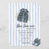 Baby Boy Denim Blue Jean Baby Shower Invitation 招待状 (正面/裏面)
