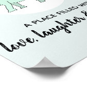 Baby Boy Doodle Dinosaur Triceratops Name Nursery ポスター (角)