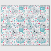 Baby Boy Elephant Cute Blue Baby Shower Baptism ラッピングペーパー (フラット)