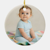 Baby Boy First Christmas Blue Elf Photo セラミックオーナメント (裏面)