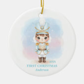 Baby Boy First Christmas Blue Nutcracker Photo セラミックオーナメント (正面)