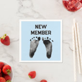 Baby Boy Footprints on Blue スタンダードカクテルナプキン (インサイチュ)