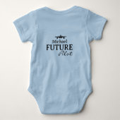 Baby Boy Future Pilot Airplane Blue Personalized  ベビーボディスーツ (裏面)