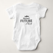 Baby Boy Future Pilot Airplane Cute Personalized  ベビーボディスーツ (裏面)