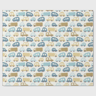 Baby Boy Gift Wrap Cars & Trucks | Blue & Beige ラッピングペーパー