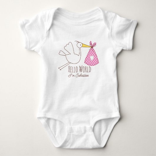 Baby Boy Hello World I'm Sebastian Personalized  ベビーボディスーツ (正面)