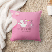 Baby Boy Hello World Sebastian Pink Nursery Pillow クッション (ブランケット)