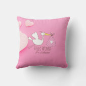 Baby Boy Hello World Sebastian Pink Nursery Pillow クッション (裏面)
