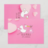 Baby Boy Hello World Sebastian Pink Thank You Card サンキューカード (正面/裏面)
