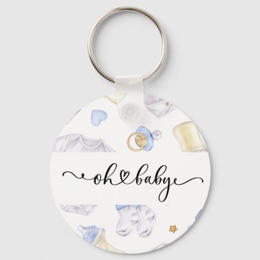 Baby Boy Keychain | Baby Shower Favor Keepsake キーホルダー (正面)