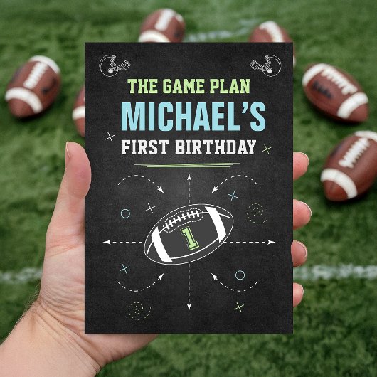 Baby Boy Kid Football Sports First Birthday Party 招待状