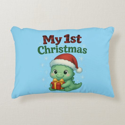 Baby Boy My 1st Christmas Dino アクセントクッション (正面)