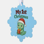 Baby Boy My 1st Christmas Dino オーナメントカード (左)