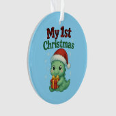 Baby Boy My 1st Christmas Dino オーナメント (正面)
