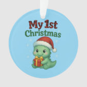 Baby Boy My 1st Christmas Dino オーナメント (正面)