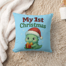 Baby Boy My 1st Christmas Dino クッション