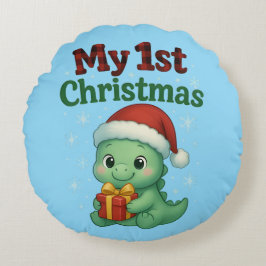 Baby Boy My 1st Christmas Dino ラウンドクッション