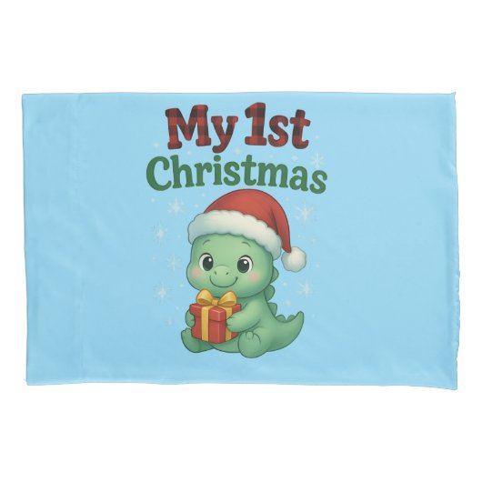 Baby Boy My 1st Christmas Dino 枕カバー (正面)