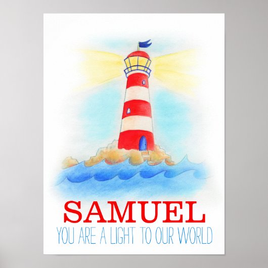 Baby boy nursery lighthouse quote poster ポスター (正面)