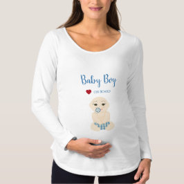 Baby Boy On Board Illustration in Blue Design Tシャツ