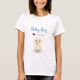 Baby Boy On Board Illustration in Blue Design Tシャツ