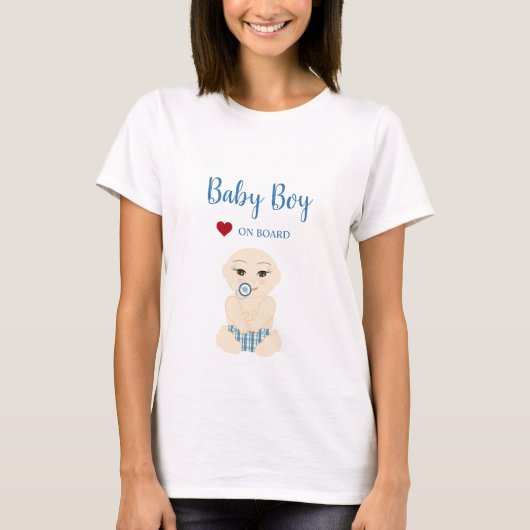 Baby Boy On Board Illustration in Blue Design Tシャツ (正面)