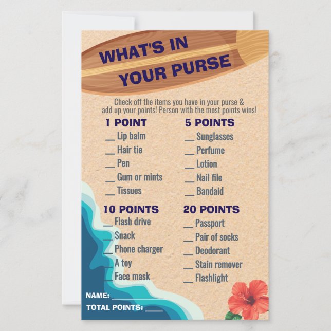 Baby Boy On Board What's In Your Purse Baby Shower (正面)