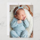 Baby Boy Photo Blue Birth Announcement Card 案内状 (正面)