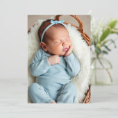 Baby Boy Photo Blue Birth Announcement Card 案内状 (スタンド正面)