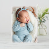 Baby Boy Photo Blue Birth Announcement Card 案内状 (スタンド正面)