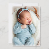 Baby Boy Photo Blue Birth Announcement Card 案内状 (正面)