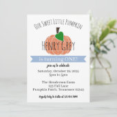 Baby Boy Pumpkin First 1st Birthday Invitation 招待状 (スタンド正面)