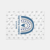 Baby Boy Rainbow and Hearts Personalized フリースブランケット (正面(横))