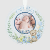 Baby Boy’s First Christmas Personalized Name Photo オーナメント (裏面)