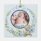 Baby Boy’s First Christmas Personalized Name Photo セラミックオーナメント (裏面)