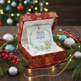 Baby Boy’s First Christmas Personalized Name Photo セラミックオーナメント