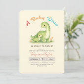 Baby Boy Shower Cute Dino About to Hatch 招待状 (スタンド正面)