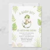Baby Boy Shower Dinosaur All in One 招待状 (正面)
