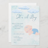 Baby boy Shower Invitation  招待状 (正面/裏面)
