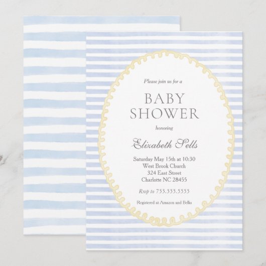 Baby Boy Shower Invitation 招待状 (正面/裏面)