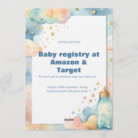 Baby Boy Shower Invitation | Blue Teddy Bear 招待状 (裏面)