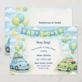 Baby Boy Shower Invitation Car Theme 招待状 (正面/裏面)