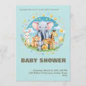 Baby Boy Shower Invitation Cartoon Animals 招待状 (正面)