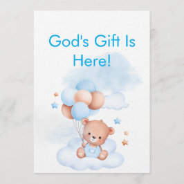 Baby Boy Shower Invite With Christian Bible Verse 招待状