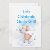 Baby Boy Shower Invite With Christian Bible Verse 招待状 (正面/裏面)