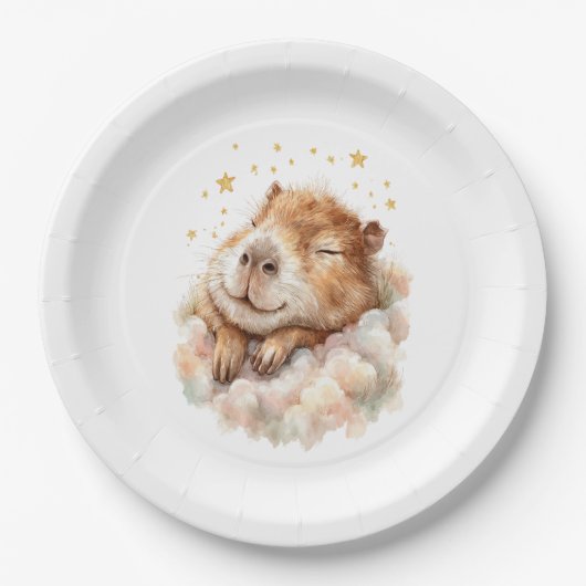 Baby Boy Shower Plate • Capybara Design ペーパープレート (正面)
