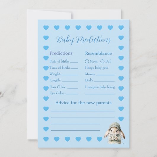 Baby Boy Shower Prediction Game Card 招待状 (正面)
