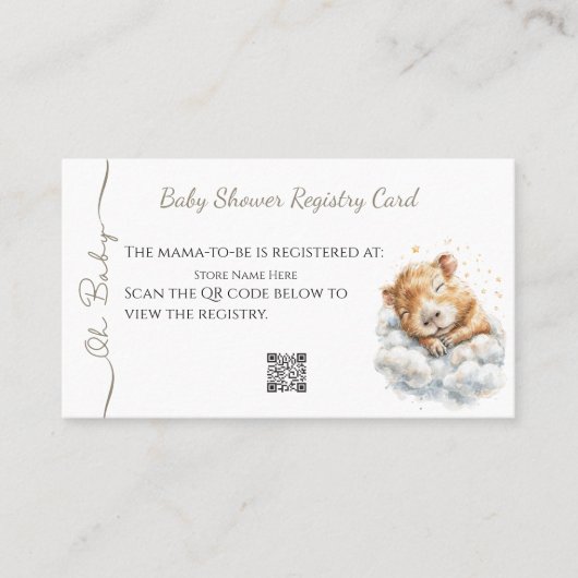Baby Boy Shower • Registry Card • Capybara 名刺 (正面)