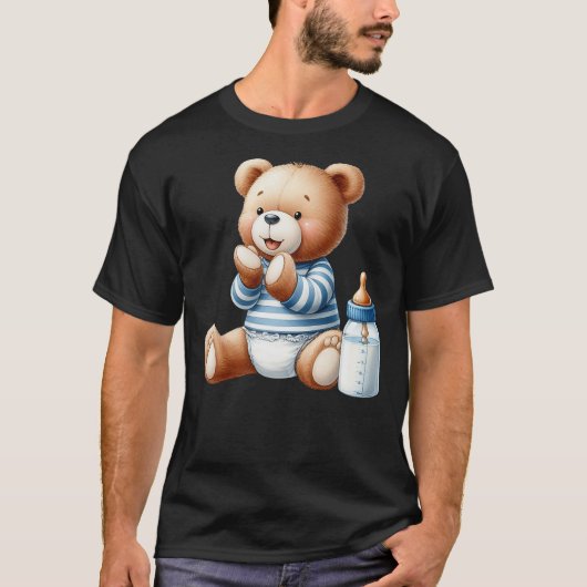 Baby Boy Teddy Bear Baby Shower Gender Reveal Tシャツ (正面)