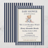 Baby Boy Teddy Bear Baby Shower Invitation  招待状 (正面/裏面)